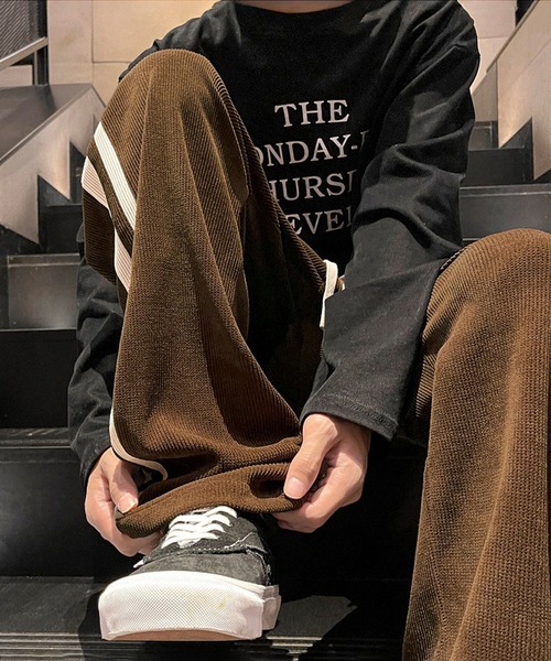 SBG（エスビー）の「SBG サイドストライプ ルーズシルエットパンツ（スラックス・メンズ・ブラウン/アイボリー/ブラック・MEDIUM/LARGE/X-LARGE）」の18枚目の写真