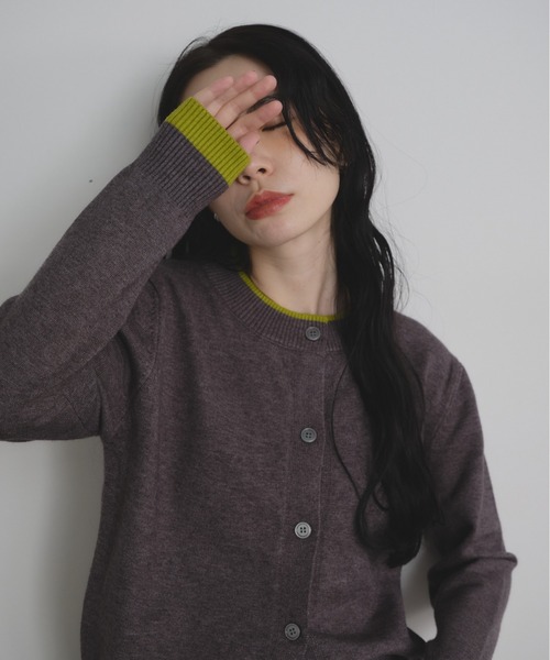 Shelly island（シェリーアイランド）の「バイカラークルーネックカーディガン（カーディガン/ボレロ・レディース・ブラウン/レッド/グレー・FREE）」の21枚目の写真