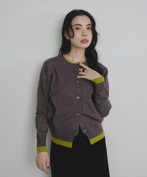 Shelly island（シェリーアイランド）の「バイカラークルーネックカーディガン（カーディガン/ボレロ・レディース・ブラウン/レッド/グレー・FREE）」の17枚目の写真