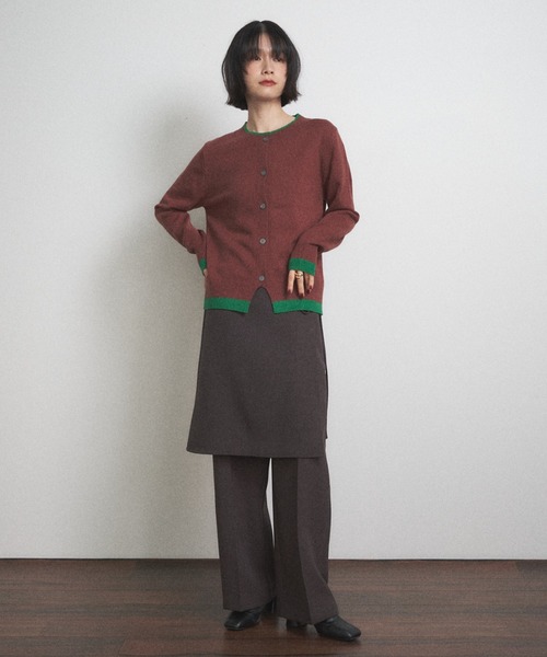 Shelly island（シェリーアイランド）の「バイカラークルーネックカーディガン（カーディガン/ボレロ・レディース・ブラウン/レッド/グレー・FREE）」の11枚目の写真