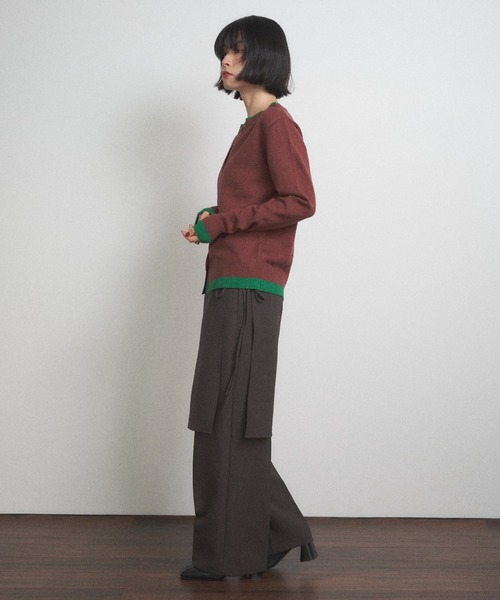 Shelly island（シェリーアイランド）の「バイカラークルーネックカーディガン（カーディガン/ボレロ・レディース・ブラウン/レッド/グレー・FREE）」の12枚目の写真