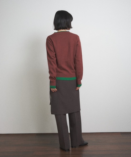 Shelly island（シェリーアイランド）の「バイカラークルーネックカーディガン（カーディガン/ボレロ・レディース・ブラウン/レッド/グレー・FREE）」の14枚目の写真