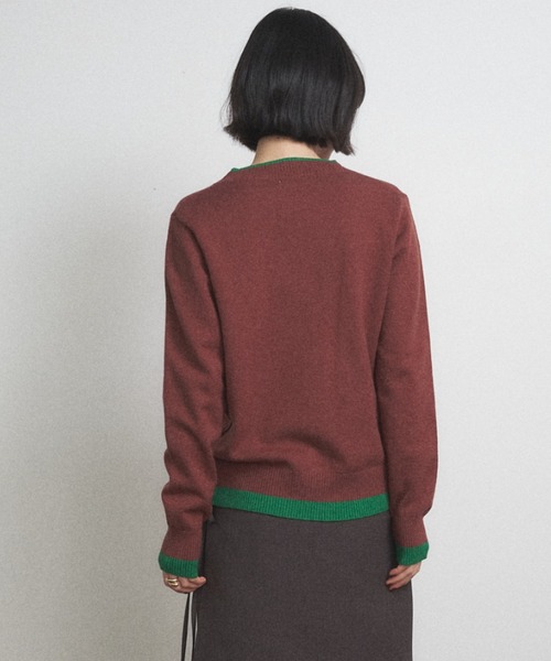 Shelly island（シェリーアイランド）の「バイカラークルーネックカーディガン（カーディガン/ボレロ・レディース・ブラウン/レッド/グレー・FREE）」の9枚目の写真