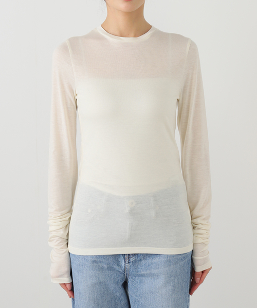 SAYAKADAVIS（サヤカディヴィス）の「SAYAKA DAVIS LONG SLEEVE TEE VCS41-TCJ：カットソー（Tシャツ/カットソー・レディース・アイボリー/レッド・SMALL）」の4枚目の写真