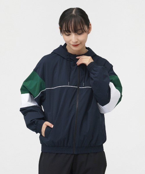 TIGORA(ティゴラ)の「ティゴラ TIGORA iHEATウィンドジャケット(ナイロンジャケット・レディース・ネイビー/ブラック/ホワイト×グリーン・L/XL/M/S)」の3枚目の写真