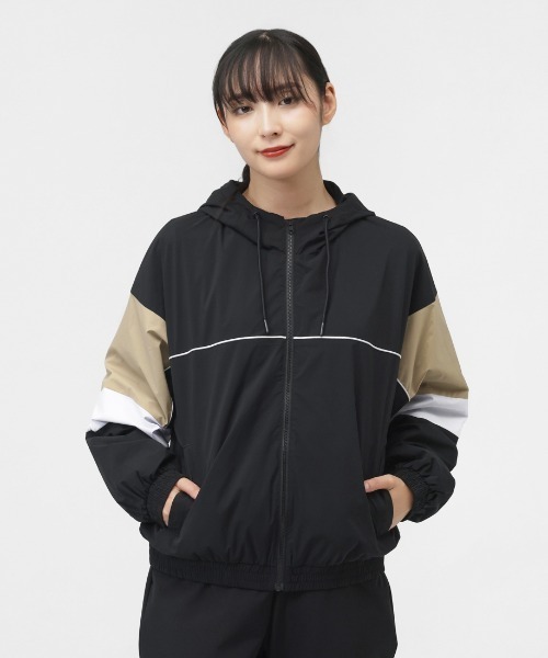 TIGORA(ティゴラ)の「ティゴラ TIGORA iHEATウィンドジャケット(ナイロンジャケット・レディース・ネイビー/ブラック/ホワイト×グリーン・L/XL/M/S)」の1枚目の写真