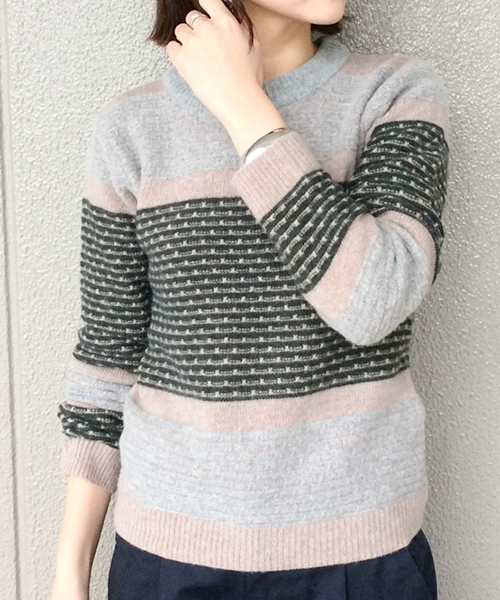 Sheta（シータ）の「柄ボーダーPO（ニット/セーター・レディース・ブルー/グリーン・FREE）」の2枚目の写真