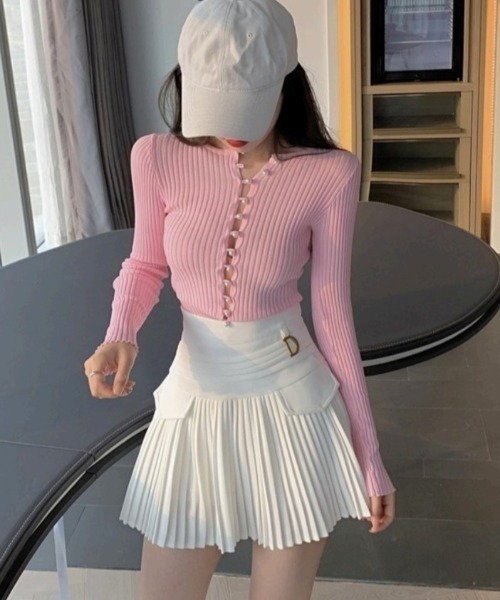 セール】【Mellfy】インパン裏地付きチャームプリーツミニスカート