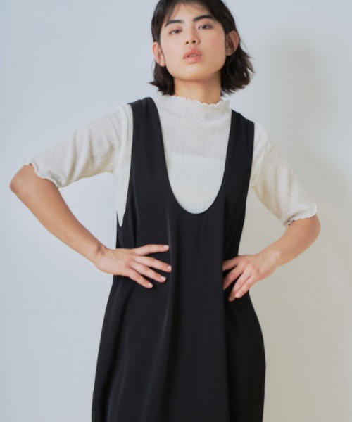 WHYTO.（ホワイト）の「「WHYTO. / ホワイト」Uネックコクーンドレス（ワンピース・レディース・ブラック/ブラック系その他・38/36）」の5枚目の写真