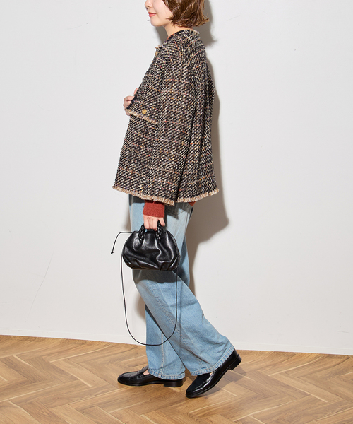 journal standard L'essage（ジャーナルスタンダードレサージュ）の「【SP】GIOLICAツイードWIDEジャケット（ノーカラージャケット・レディース・ブラック系その他・FREE）」の3枚目の写真