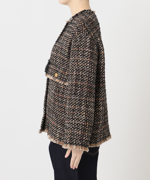 journal standard L'essage（ジャーナルスタンダードレサージュ）の「【SP】GIOLICAツイードWIDEジャケット（ノーカラージャケット・レディース・ブラック系その他・FREE）」の9枚目の写真