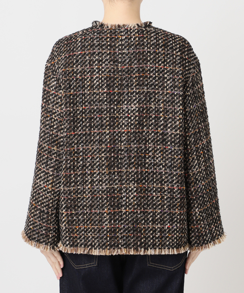 journal standard L'essage（ジャーナルスタンダードレサージュ）の「【SP】GIOLICAツイードWIDEジャケット（ノーカラージャケット・レディース・ブラック系その他・FREE）」の10枚目の写真