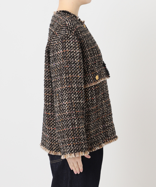 journal standard L'essage（ジャーナルスタンダードレサージュ）の「【SP】GIOLICAツイードWIDEジャケット（ノーカラージャケット・レディース・ブラック系その他・FREE）」の11枚目の写真