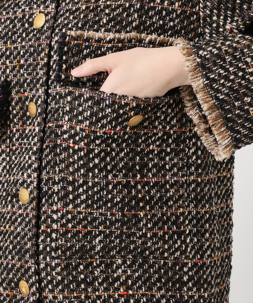 journal standard L'essage（ジャーナルスタンダードレサージュ）の「【SP】GIOLICAツイードWIDEジャケット（ノーカラージャケット・レディース・ブラック系その他・FREE）」の14枚目の写真