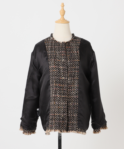 journal standard L'essage（ジャーナルスタンダードレサージュ）の「【SP】GIOLICAツイードWIDEジャケット（ノーカラージャケット・レディース・ブラック系その他・FREE）」の17枚目の写真