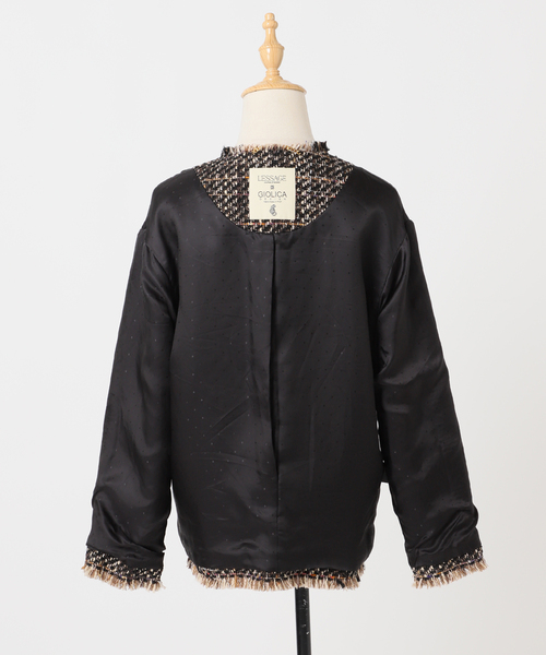 journal standard L'essage（ジャーナルスタンダードレサージュ）の「【SP】GIOLICAツイードWIDEジャケット（ノーカラージャケット・レディース・ブラック系その他・FREE）」の18枚目の写真