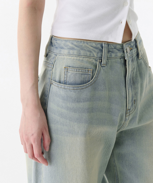 MUSINSA STANDARD WOMAN（ムシンサスタンダードウーマン）の「ウィメンズビッグブラシエクストラワイドデニムパンツ[ラスティスカイブルー]（デニムパンツ・レディース・その他・30/24/25/26/27/28/29）」の4枚目の写真
