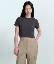 MUSINSA STANDARD WOMAN（ムシンサスタンダードウーマン）の「[Cool Tandard] Women's Crew Neck Cropped Short-Sleeved T-Shirt [Dark Gray]（Tシャツ/カットソー）」