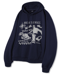 スケートボードグラフィックオーバーフィットフード(NAVY)