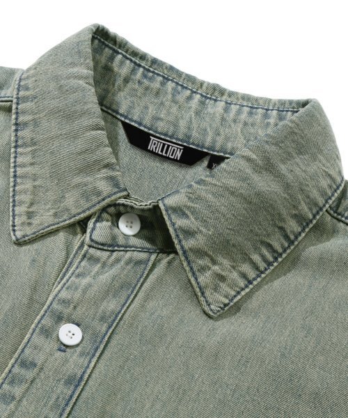 TRILLION(トリリオン)の「ストーンウォッシングオーバーフィットデニム半袖シャツ(BEIGE BLUE)(シャツ/ブラウス・レディース・その他・MEDIUM/LARGE/X-LARGE)」の7枚目の写真