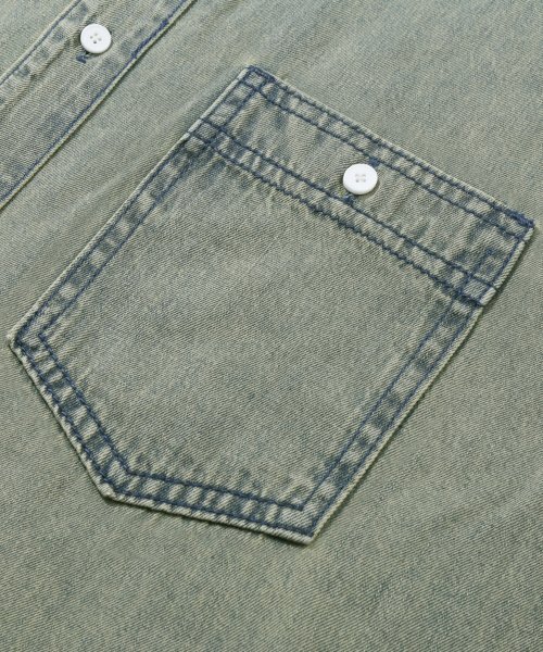 TRILLION(トリリオン)の「ストーンウォッシングオーバーフィットデニム半袖シャツ(BEIGE BLUE)(シャツ/ブラウス・レディース・その他・MEDIUM/LARGE/X-LARGE)」の8枚目の写真