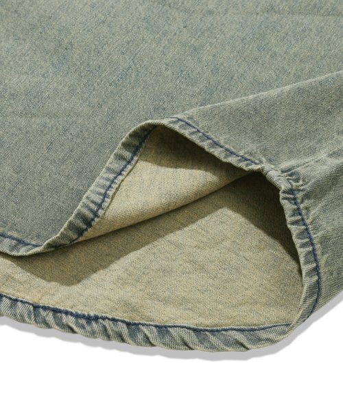 TRILLION(トリリオン)の「ストーンウォッシングオーバーフィットデニム半袖シャツ(BEIGE BLUE)(シャツ/ブラウス・レディース・その他・MEDIUM/LARGE/X-LARGE)」の11枚目の写真