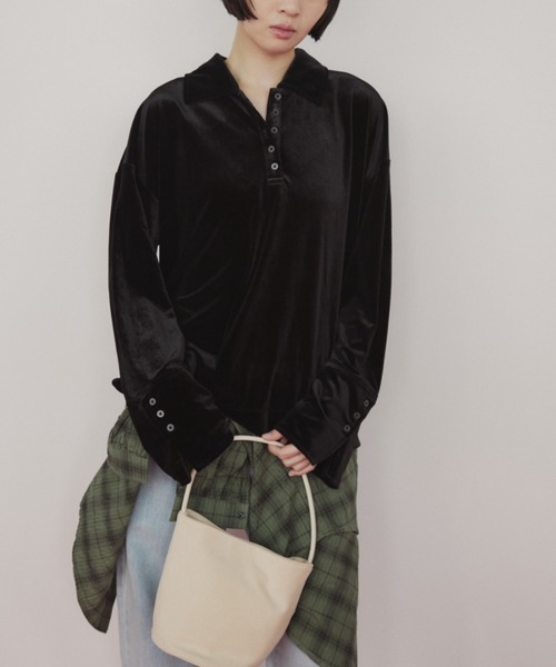 duei(デュイ)の「ベロアポロトップス(ポロシャツ・レディース・ブラック/グリーン・FREE)」の18枚目の写真