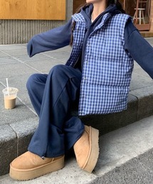meJane | オーバーチェック柄 キルティングベスト(ダウンベスト)