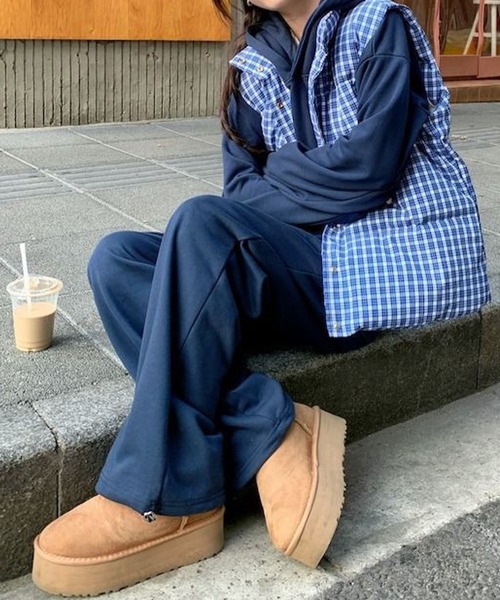 meJane（ミージェーン）の「オーバーチェック柄 キルティングベスト（ダウンベスト・レディース・ブルー系・FREE）」の7枚目の写真