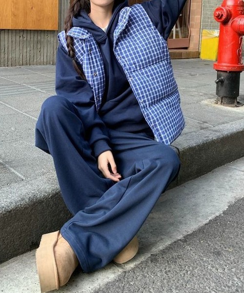 meJane（ミージェーン）の「オーバーチェック柄 キルティングベスト（ダウンベスト・レディース・ブルー系・FREE）」の11枚目の写真