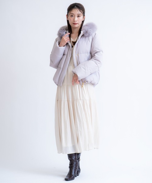 セール】ファー付きショートダウンコート（ダウンジャケット/コート