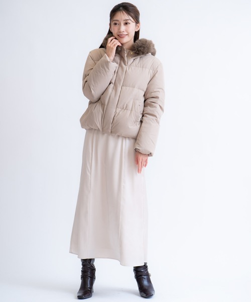 セール】ファー付きショートダウンコート（ダウンジャケット/コート