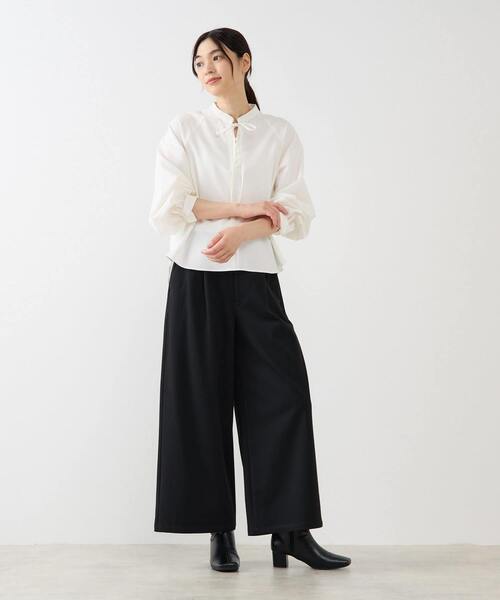 MELROSE claire(メルローズ クレール)の「【ストレッチクロスラグランブラウス】(シャツ/ブラウス・レディース・オフホワイト/ブラック/グリーン・FREE)」の4枚目の写真