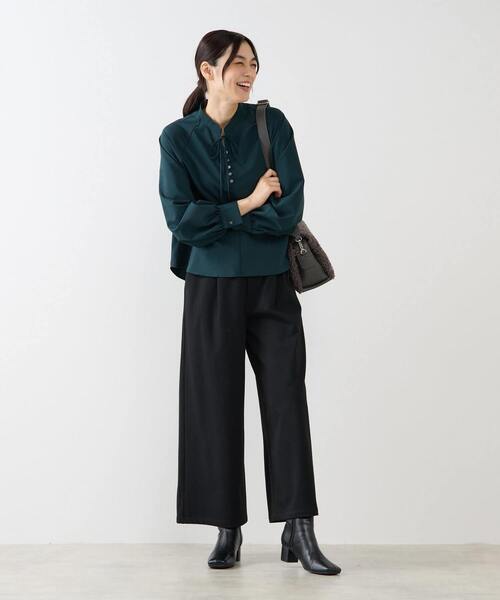 MELROSE claire(メルローズ クレール)の「【ストレッチクロスラグランブラウス】(シャツ/ブラウス・レディース・オフホワイト/ブラック/グリーン・FREE)」の11枚目の写真