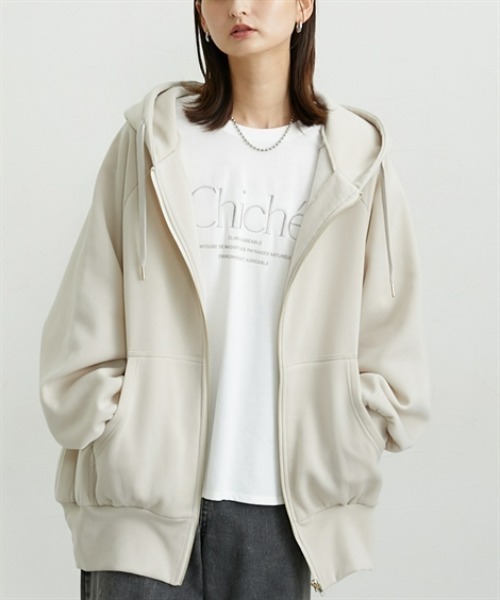 nissen(ニッセン)の「ゆるシルエットジップパーカ(Tシャツ/カットソー・レディース・グリーン/ブラック/アイボリー・M/L/LL)」の14枚目の写真