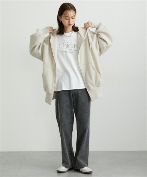 nissen(ニッセン)の「ゆるシルエットジップパーカ(Tシャツ/カットソー・レディース・グリーン/ブラック/アイボリー・M/L/LL)」の15枚目の写真