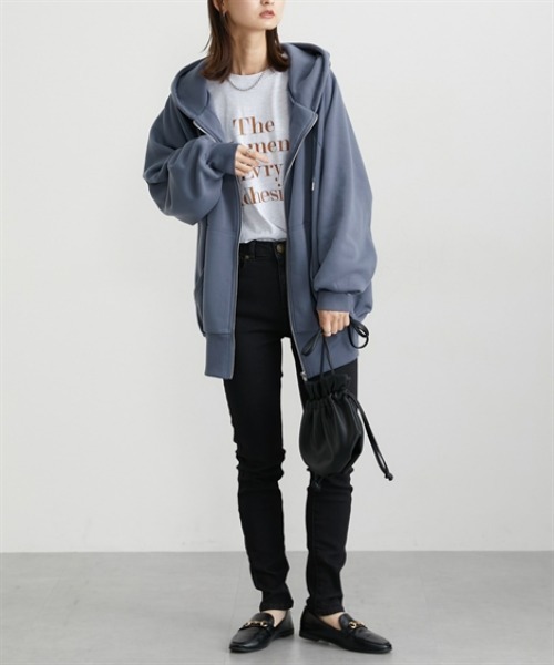 nissen(ニッセン)の「ゆるシルエットジップパーカ(Tシャツ/カットソー・レディース・グリーン/ブラック/アイボリー・M/L/LL)」の20枚目の写真