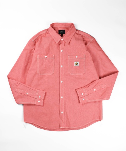 HUF（ハフ）の「【C-HUF2】【HUF/ハフ】TOTAL ECLIPSE CHAMBRAY SHIRT BU00229（シャツ/ブラウス・メンズ・ブラック/レッド・MEDIUM/SMALL/X-LARGE/LARGE/XX-LARGE）」の2枚目の写真
