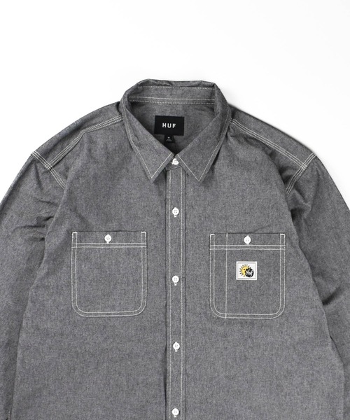 HUF（ハフ）の「【C-HUF2】【HUF/ハフ】TOTAL ECLIPSE CHAMBRAY SHIRT BU00229（シャツ/ブラウス・メンズ・ブラック/レッド・MEDIUM/SMALL/X-LARGE/LARGE/XX-LARGE）」の5枚目の写真