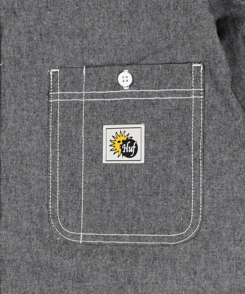 HUF（ハフ）の「【C-HUF2】【HUF/ハフ】TOTAL ECLIPSE CHAMBRAY SHIRT BU00229（シャツ/ブラウス・メンズ・ブラック/レッド・MEDIUM/SMALL/X-LARGE/LARGE/XX-LARGE）」の6枚目の写真