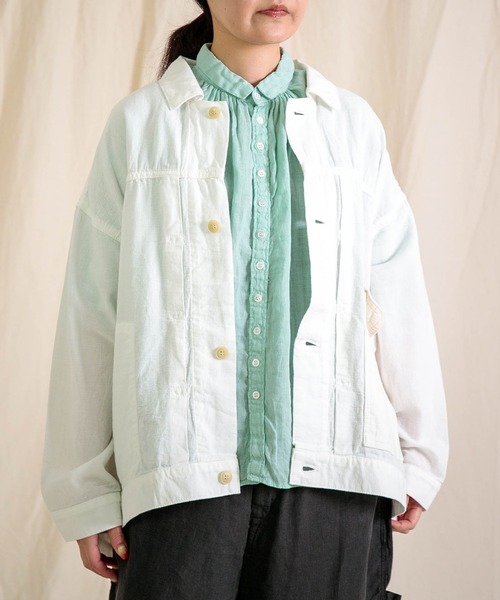 Brocante（ブロカント）の「[Brocante / ブロカント] コットンパナマ アンプリッセジャケット（カバーオール・レディース・ホワイト・2）」の4枚目の写真