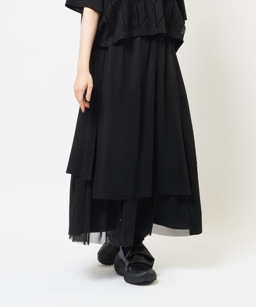 gomme(ゴム)の「レギンスレイヤードスカート(スカート・レディース・ブラック・MEDIUM)」の1枚目の写真