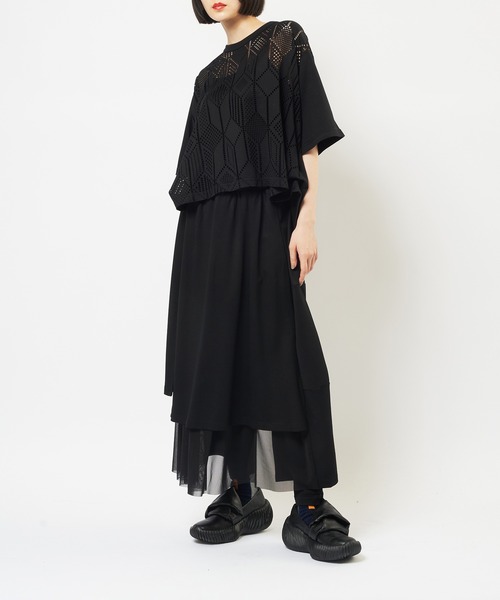 gomme(ゴム)の「レギンスレイヤードスカート(スカート・レディース・ブラック・MEDIUM)」の2枚目の写真