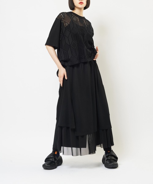 gomme(ゴム)の「レギンスレイヤードスカート(スカート・レディース・ブラック・MEDIUM)」の3枚目の写真