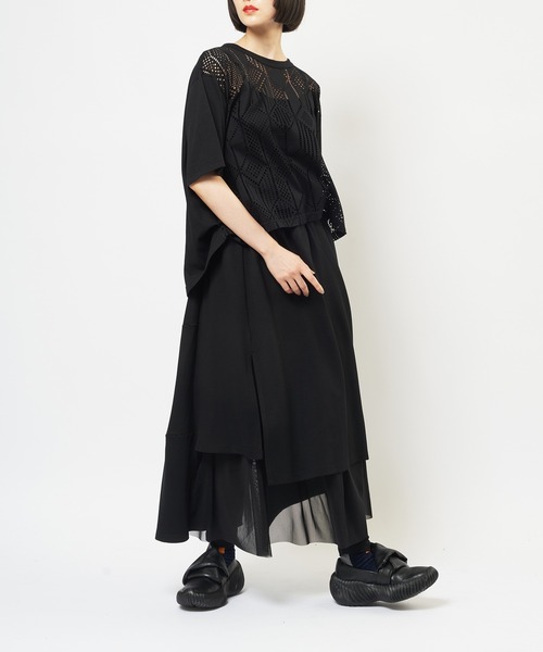 gomme(ゴム)の「レギンスレイヤードスカート(スカート・レディース・ブラック・MEDIUM)」の4枚目の写真