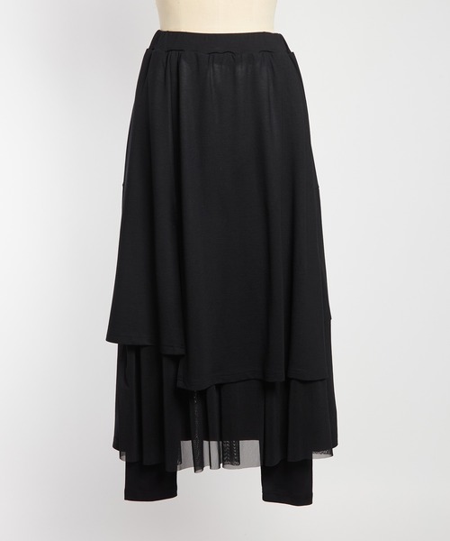 gomme(ゴム)の「レギンスレイヤードスカート(スカート・レディース・ブラック・MEDIUM)」の8枚目の写真