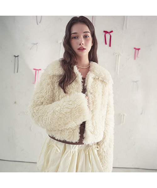 Collar Teddy Fur Jacket IVORY