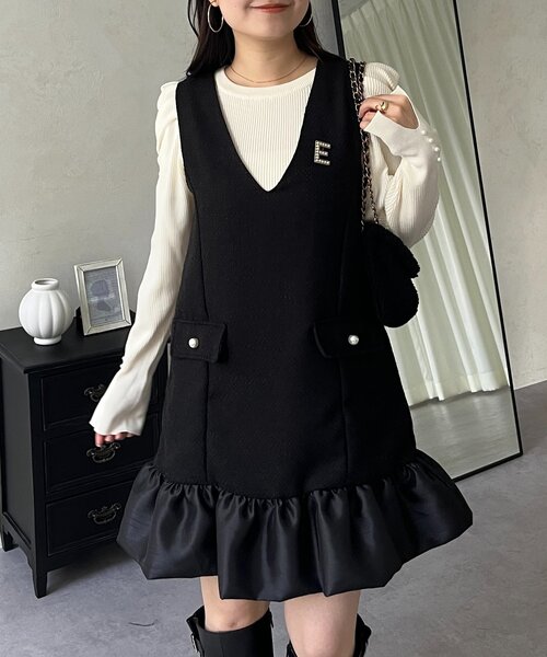 prose verse(プロズヴェール)の「裾バルーンツイードジャンスカ(ワンピース・レディース・ブラック・LARGE/MEDIUM)」の9枚目の写真
