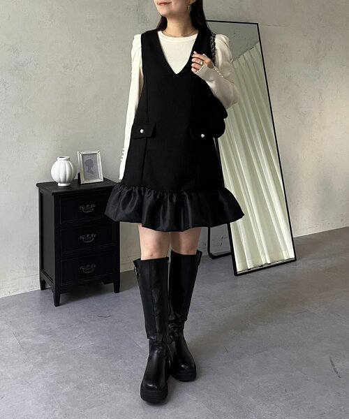 prose verse(プロズヴェール)の「裾バルーンツイードジャンスカ(ワンピース・レディース・ブラック・LARGE/MEDIUM)」の17枚目の写真