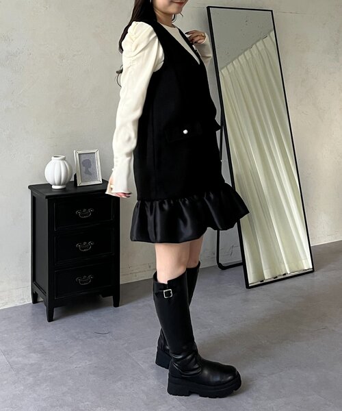 prose verse(プロズヴェール)の「裾バルーンツイードジャンスカ(ワンピース・レディース・ブラック・LARGE/MEDIUM)」の21枚目の写真